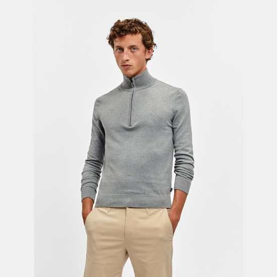 Aigle Open-neck Wool Sweatshirts Men Grey ZA-69172